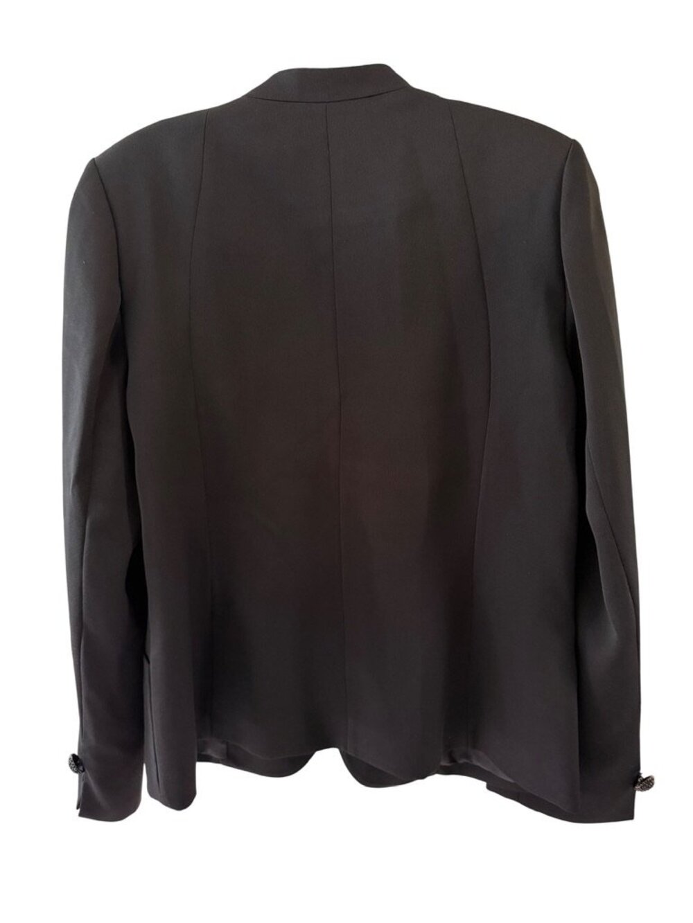 VTG Cara Lotti Black Collarless Tailored Blazer Wool Blend FR 42 US 10 NWT - Picture 2 of 7